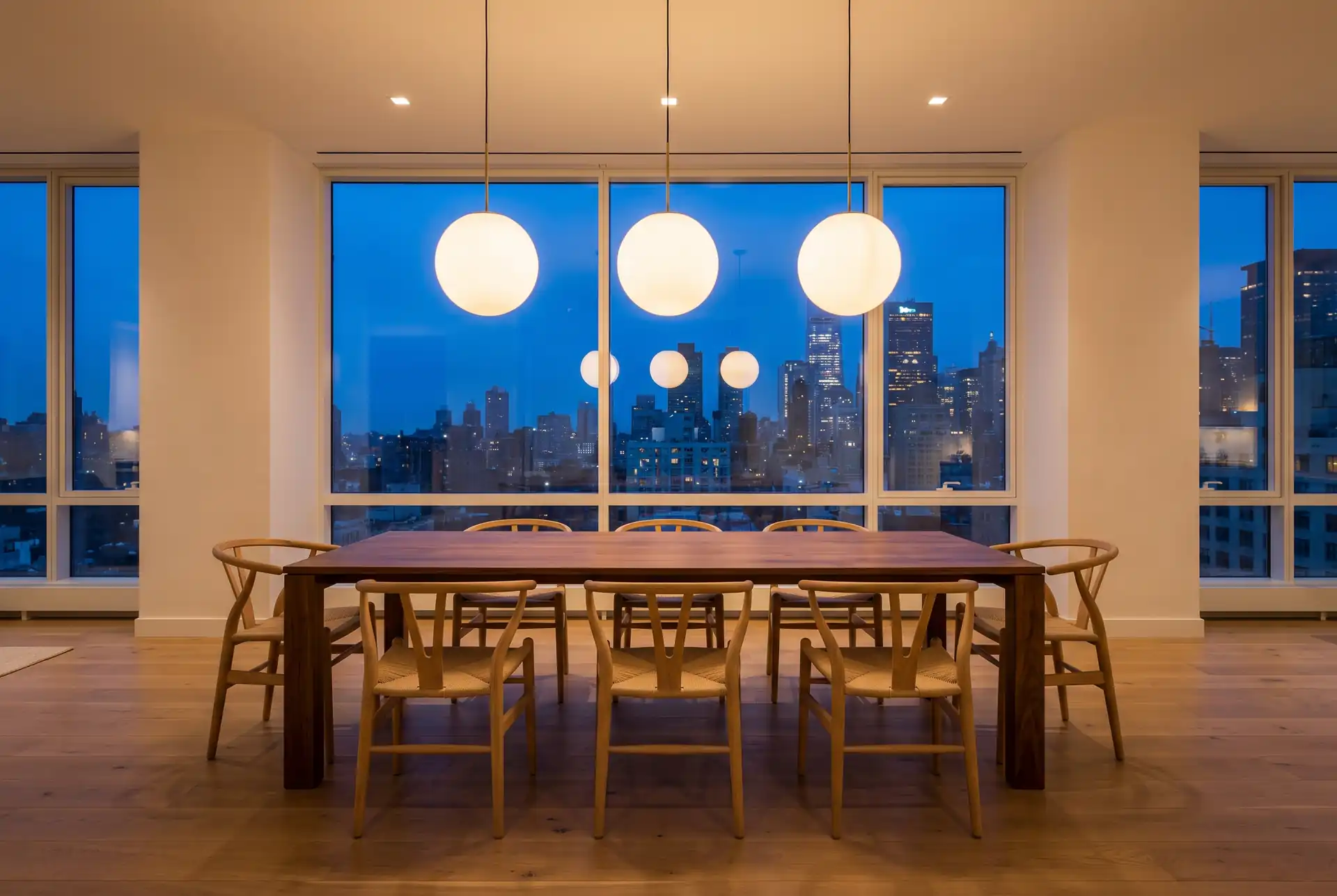 Dining, looking back toward the city at dusk.