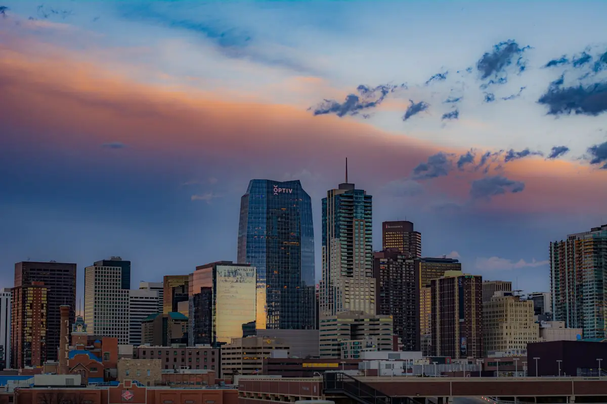 The Denver skyline in late afternoon light